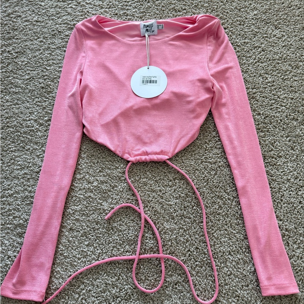 Princess Polly Pink Long Sleeve Crop Top NWT